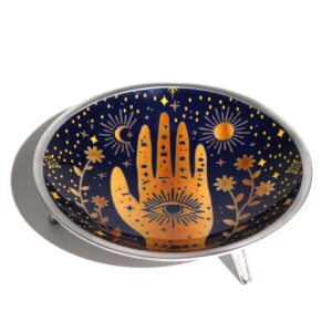 Bewitching Triple Leg Enamelled Offering Plate – Hamsa Midnight Blue | holders & Burners | Niffty Witchy Supplies UK in holders & Burners style,