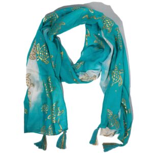Coven-ready Nomad Sari Summer Turtle Print Scarf – Turquoise (180×50 cm) | Clothing | Niffty Witchy Supplies UK in Clothing style, charm look sage shadow with d