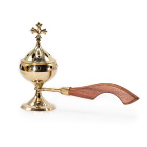 Coven-ready Censer Incense Burner with Wooden Handle – Cross | holders & Burners | Niffty Witchy Supplies UK in holders & Burners style, ritual s
