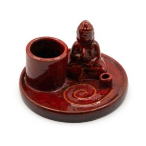 Magical Multi Purpose Buddha Incense Plate – Ceramic Soft Red | holders & Burners | Niffty Witchy Supplies UK in holders & Burners style, deep ni