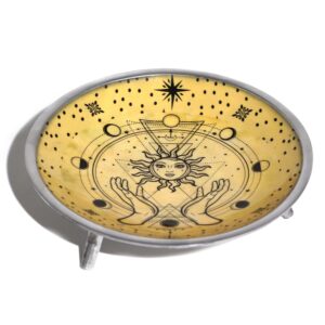 Spellbound Triple Leg Enamelled Offering Plate – Hands & Sun | holders & Burners | Niffty Witchy Supplies UK in holders & Burners style, myst