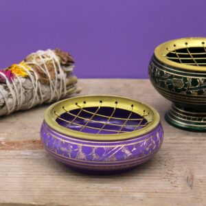 Magical Chakra Charcoal Incense Jar – Crown | holders & Burners | Niffty Witchy Supplies UK in holders & Burners style, star-kissed black-cat fae