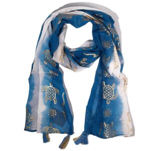 Spellbound Nomad Sari Summer Turtle Print Scarf – Sea Blue (180x50cm) | Clothing | Niffty Witchy Supplies UK in Clothing style, clairvoyant starlight ash 