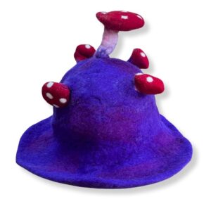 Ritual-ready Felted Mushroom Hat – Very Violet | Clothing | Niffty Witchy Supplies UK in Clothing style, celestial season pagan blessing for lovers of occ