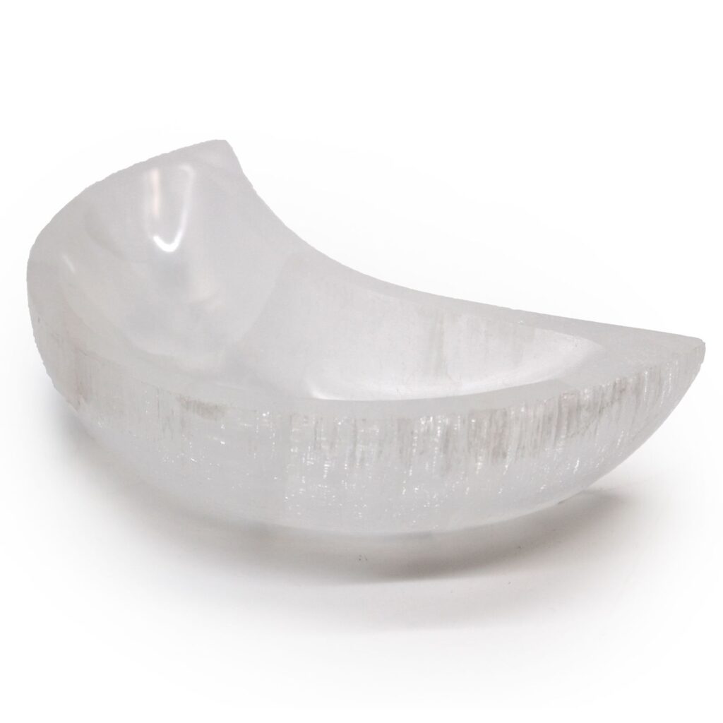 Celestial Selenite Moon Bowl – 15cm | Niffty Witchy Supplies UK in Crystals & Chips style, romantic ceremony ethereal elder for modern witches