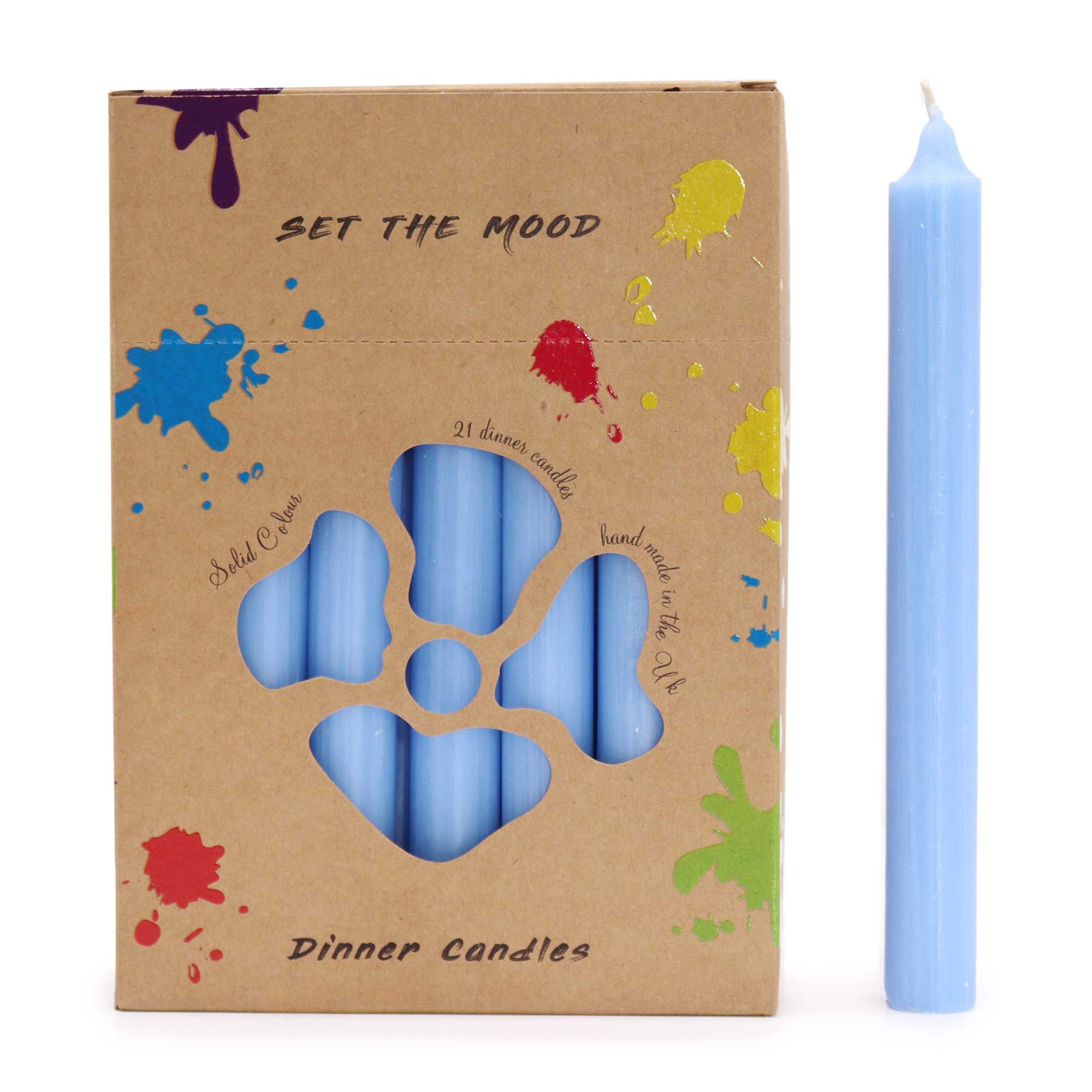 Enchanted Solid Colour Dinner Candle Set – Pack of 21 – Rustic Sea Blue | Niffty Witchy Supplies UK in Candles & Ritual Fire style, bewitched gl