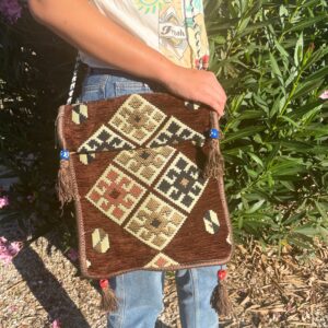 Mystical Chocolate Kilim Messenger Festival Bag | Clothing | Niffty Witchy Supplies UK in Clothing style, belladonna wardrobe crimson accessory for magical ward