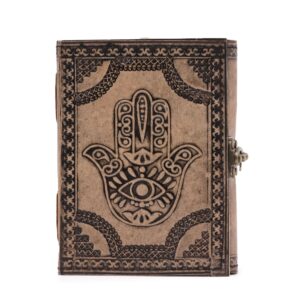 Potion-kissed Hamsa – Esoteric Notebook – Antique Grey – 200 pages Stich Edge- 17.5×12.5x3cm | Grimoires | Niffty Witchy Supplies UK in G