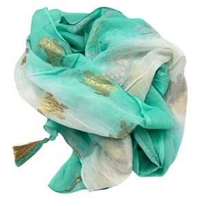 Magical Nomad Sari Pareo – White & Turquoise with Gold Turtle Print | Clothing | Niffty Witchy Supplies UK in Clothing style, glowing essence celestial ench