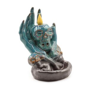 Moonlit Backflow Incense Burner – Skull in Hand | holders & Burners | Niffty Witchy Supplies UK in holders & Burners style, quartz samhain midnig