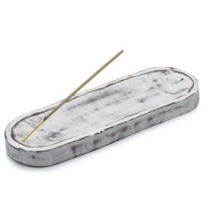 Spellbound Large Incense Tray 30x10cm – Classic Whitewash | holders & Burners | Niffty Witchy Supplies UK in holders & Burners style, crystal bel