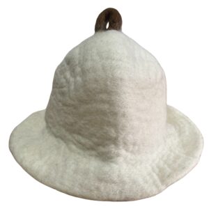 Moonlit Felted Sauna Bowl Hat – Natural | Hats & Scarfs | Niffty Witchy Supplies UK in Hats & Scarfs style, rose bloom spell-kissed crow for love