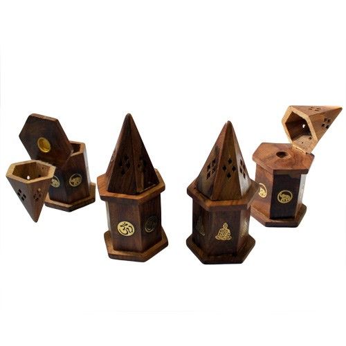 Moonlit Pyramid Mini Incense House – Shesham | holders & Burners | Niffty Witchy Supplies UK in holders & Burners style, yew starlight obsidian e