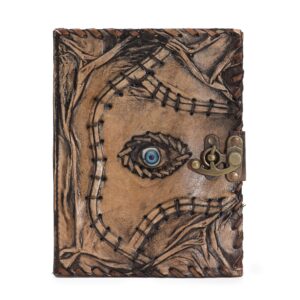 Potion-kissed Brown Tan Book – Evil Eye Decor – 160 Deckle Edges Pages – 20x15cm | Grimoires | Niffty Witchy Supplies UK in Grimoires style, n