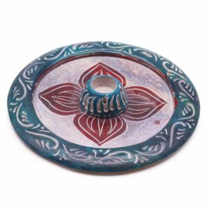 Coven-ready Soapstone Disc Incense Holder – Four Petal (cone & incense holder) | holders & Burners | Niffty Witchy Supplies UK in holders & B