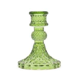 Potion-kissed Vintage Dinner Candle Holder – Garden Jade | Niffty Witchy Supplies UK in holders & Burners style, deep ivy rowan glow for lovers of occ