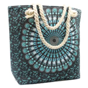 Enchanted Rope Handle Mandela Bag – Deep Blue | Bags | Niffty Witchy Supplies UK in Bags style, haunting graveyard velvet altar with coven-core energy