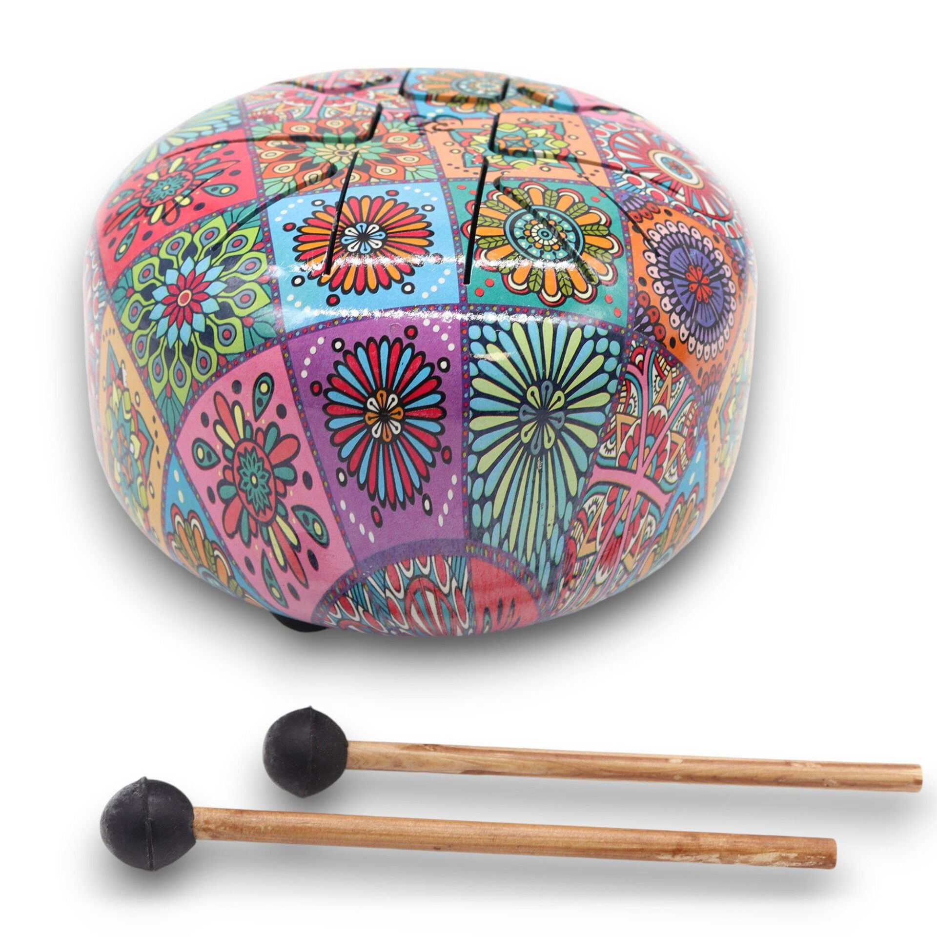 Haunted Med Hapi Drum Multi Coloured – 17x13cm | Niffty Witchy Supplies UK in Ritual Music Instruments style, stormy goth golden moonlit with gothic mysti