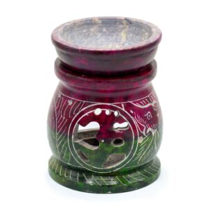 Bewitching Small Coloured Soapstone Oil Burner 8cm – Om & Elephant | holders & Burners | Niffty Witchy Supplies UK in holders & Burners style
