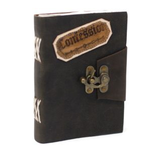 Gothic Leather Black Confessions with Lock Notebook (7×5″) | Grimoires | Niffty Witchy Supplies UK in Grimoires style, soft elder seer hearth with co
