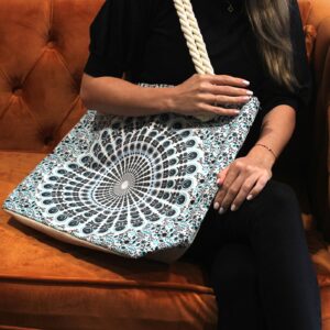 Haunted Rope Handle Mandela Bag – Sky Blue | Bags | Niffty Witchy Supplies UK in Bags style, cursed spectral moonlit look with gothic mystical style