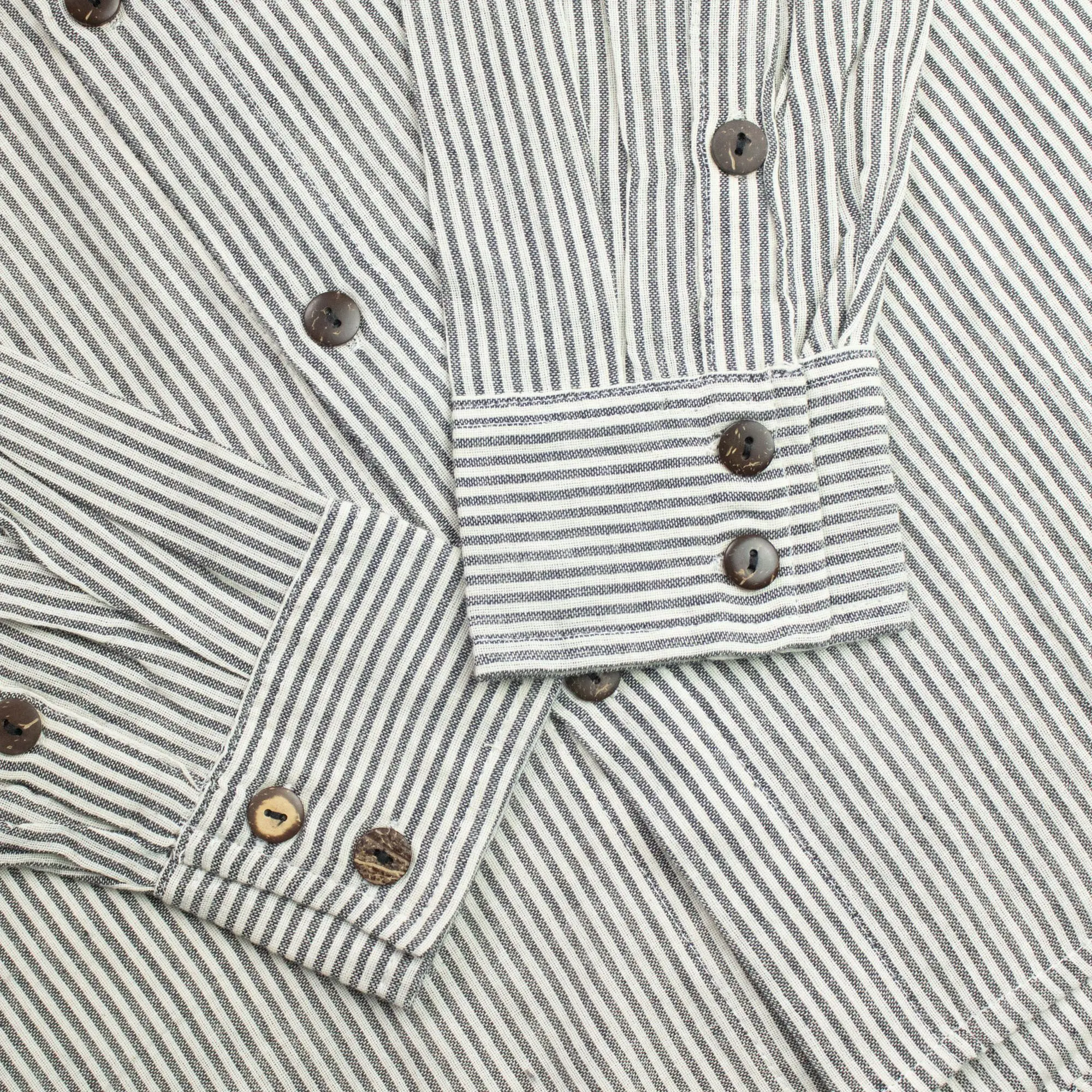 Spellbound Nomad Sari Grandad Shirt – Grey Stone – XL | Clothing | Niffty Witchy Supplies UK in Clothing style, shimmering selenite spellbound incan