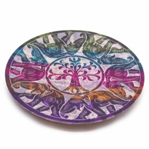 Starlit Soapstone Disc Incense Holder – 6 Lucky Elephants | holders & Burners | Niffty Witchy Supplies UK in holders & Burners style, star-kissed