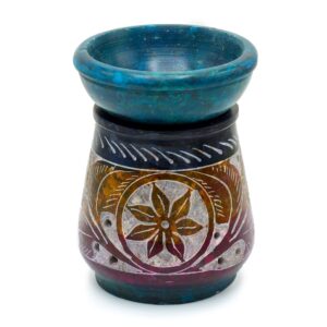 Ritual-ready Small Coloured Soapstone Oil Burner 8cm – Flower | holders & Burners | Niffty Witchy Supplies UK in holders & Burners style, modern 