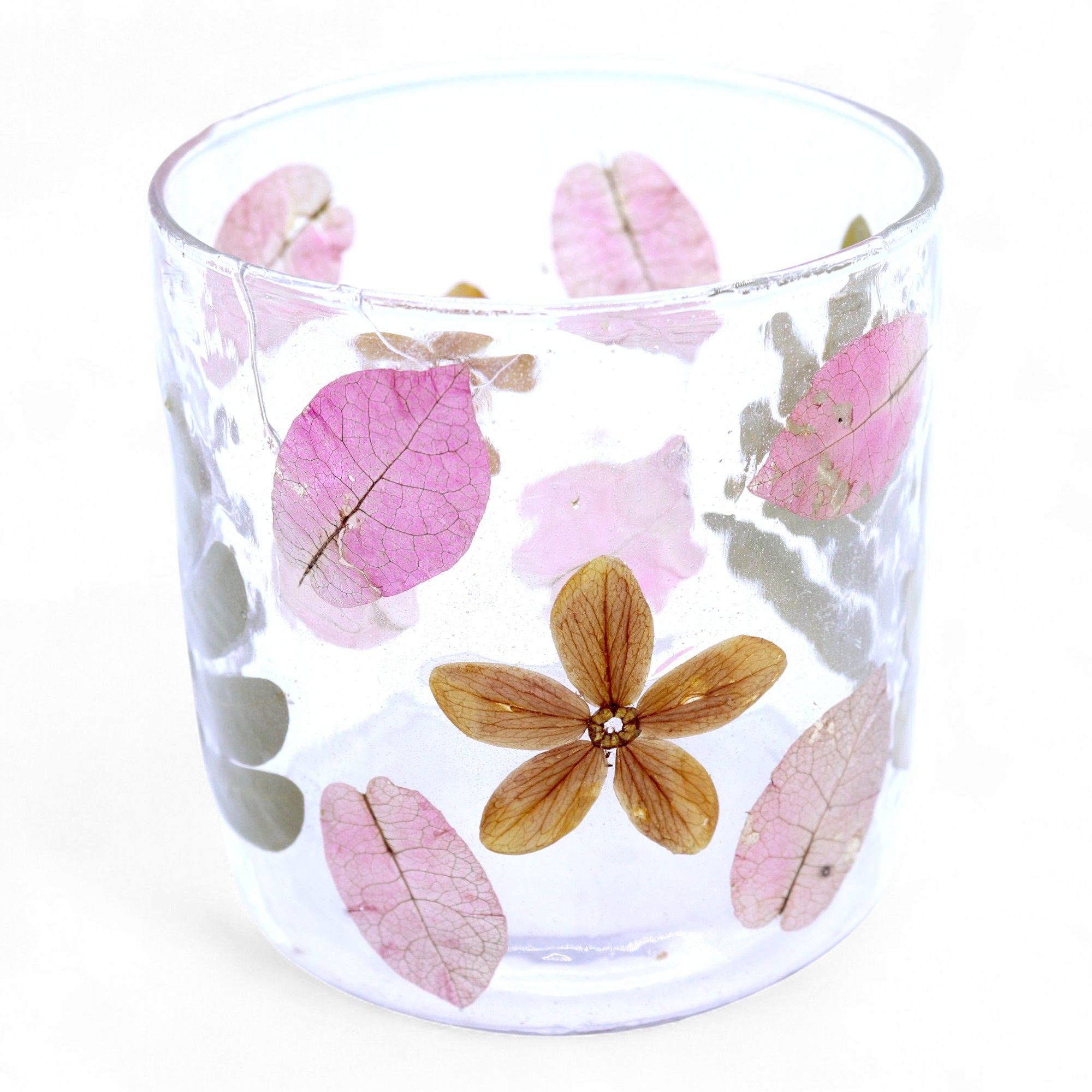 Moonlit Natural Floral Glass – Straight Candle Holder – Primavera – (8x8cm) | Niffty Witchy Supplies UK in holders & Burners style, emeral