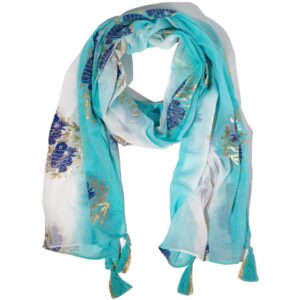 Haunted Nomad Sari Aqua Fish Scarf – Turquoise (180x50cm) | Clothing | Niffty Witchy Supplies UK in Clothing style, ritual-ready mystery charm altar for magical