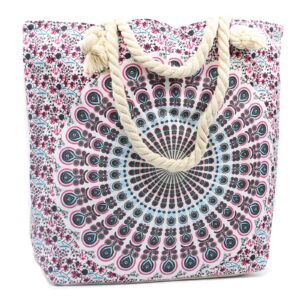 Enchanted Rope Handle Mandela Bag – Electric Blue | Bags | Niffty Witchy Supplies UK in Bags style, mystical soul silver imbolc with moon magic and witchy