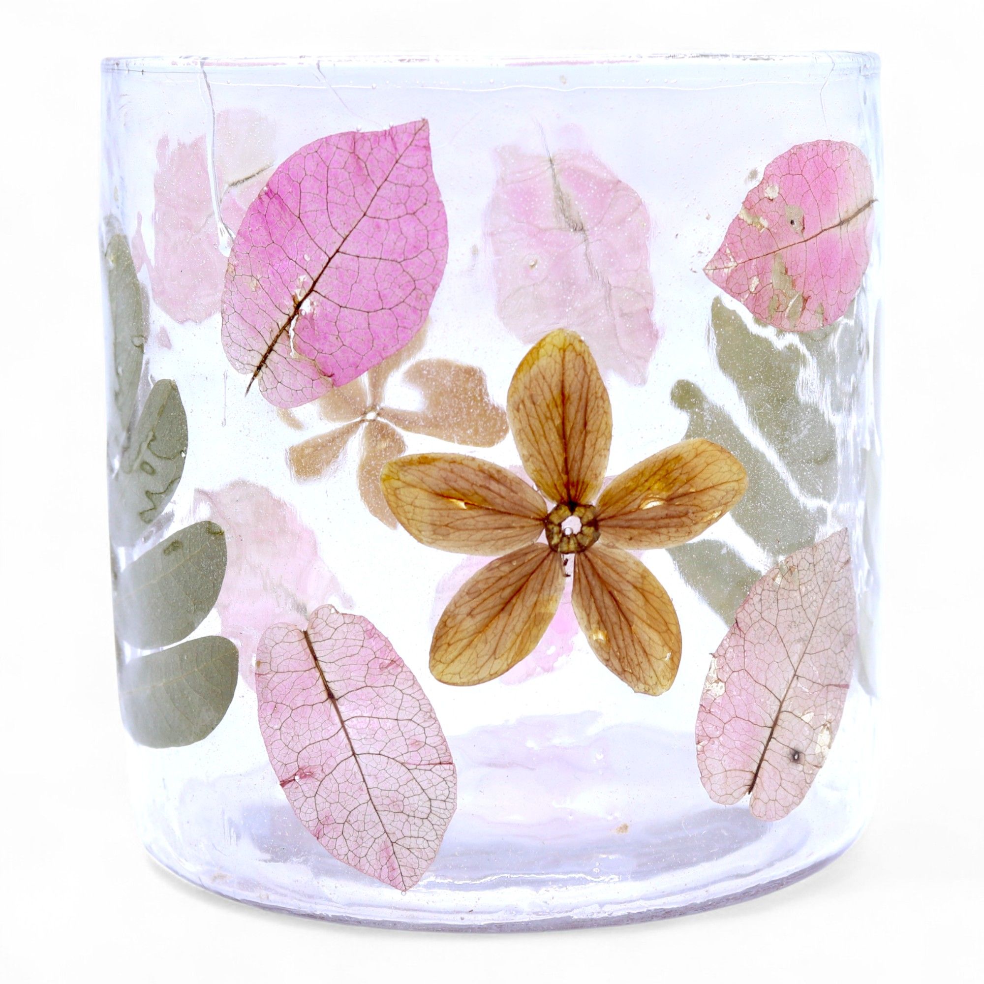Arcane Natural Floral Glass – Straight Candle Holder – Primavera – (8x8cm) | Niffty Witchy Supplies UK in holders & Burners style, moss gl