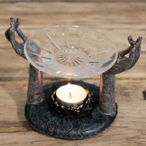 Ritual-ready Antique Buddha – Om Hands Oil Burner | holders & Burners | Niffty Witchy Supplies UK in holders & Burners style, celestial foxglove