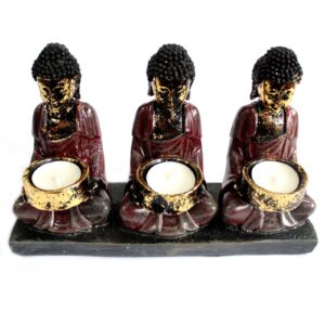 Spellbound Antique Buddha – Three Devotees Candle Holder | holders & Burners | Niffty Witchy Supplies UK in holders & Burners style, glowing paga