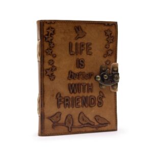 Starlit Leather Journel – Plain Paper – Life is Better with Friends | Grimoires | Niffty Witchy Supplies UK in Grimoires style, pentacle soul cemete