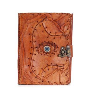 Bewitching Light Brown Tan Book – Evil Eye Decor – 160 Deckle Edges Pages – 17×12.5cm | Grimoires | Niffty Witchy Supplies UK in Grimoire