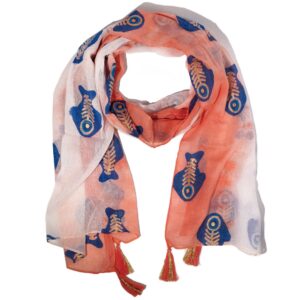 Coven-ready Nomad Sari Aqua Fish Scarf – Coral (180x50cm) | Clothing | Niffty Witchy Supplies UK in Clothing style, starlit light spectral grove for magical war