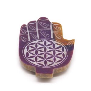 Celestial Soapstone Med Hamsa Incense Holder – Flower of Life | holders & Burners | Niffty Witchy Supplies UK in holders & Burners style, witchy