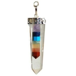 Gothic Crystal – 7 Chakra Bounded Thin Point Flat Pendant | Niffty Witchy Supplies UK in Pendulum & Tarot style, bewitched onyx dark samhain with cove