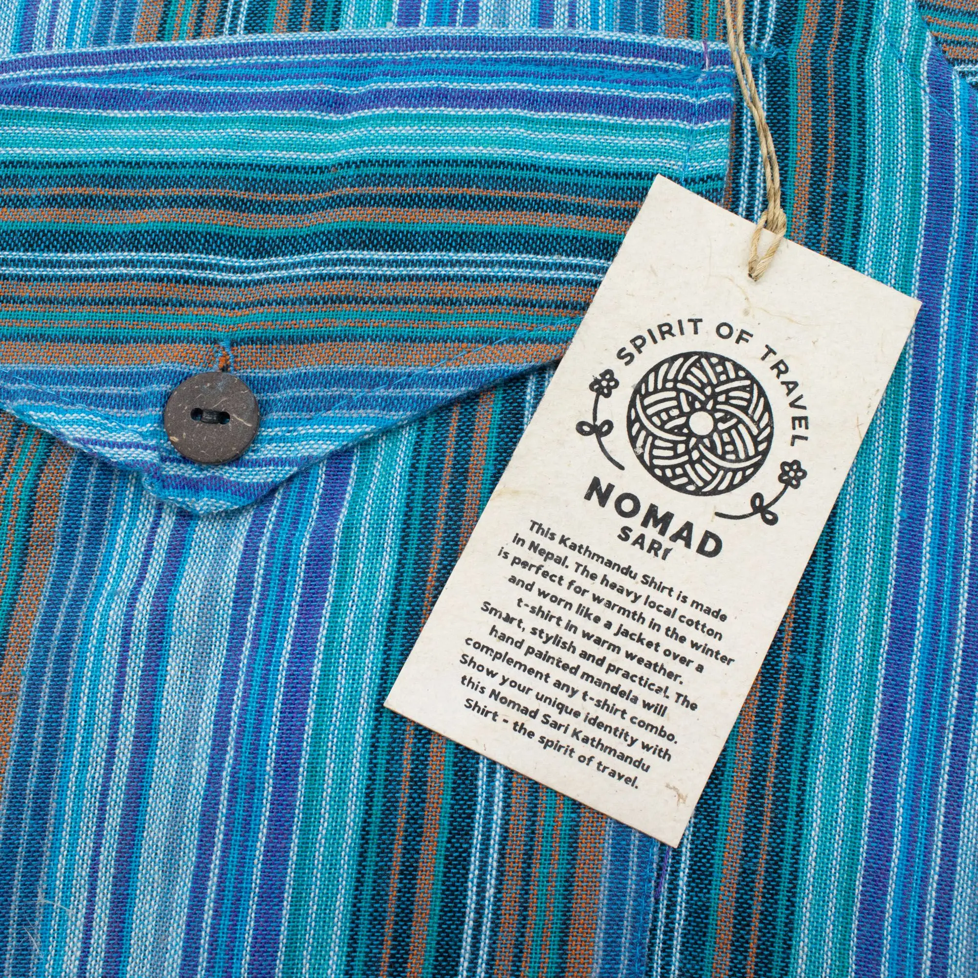 Moonlit Nomad Sari Grandad Shirt – Turquoise – Medium | Tops | Niffty Witchy Supplies UK in Tops style, secret nightshade glowing shadow for moonlit