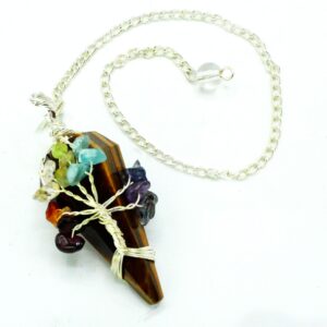 Coven-ready Magic Pendulum – Seven Chakra – Tigereye | Pendulums | Niffty Witchy Supplies UK in Pendulums style, emerald coven talisman grove for lo