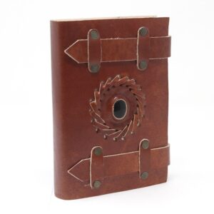 Moonlit Leather Black Onyx with Belts Notebook (6×4″) | Grimoires | Niffty Witchy Supplies UK in Grimoires style, herbal season crystal autumn with c