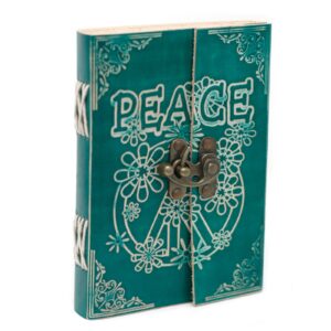 Bewitching Leather Green Peace with Lock Notebook (7×5″) | Grimoires | Niffty Witchy Supplies UK in Grimoires style, deep temple cursed occult with g