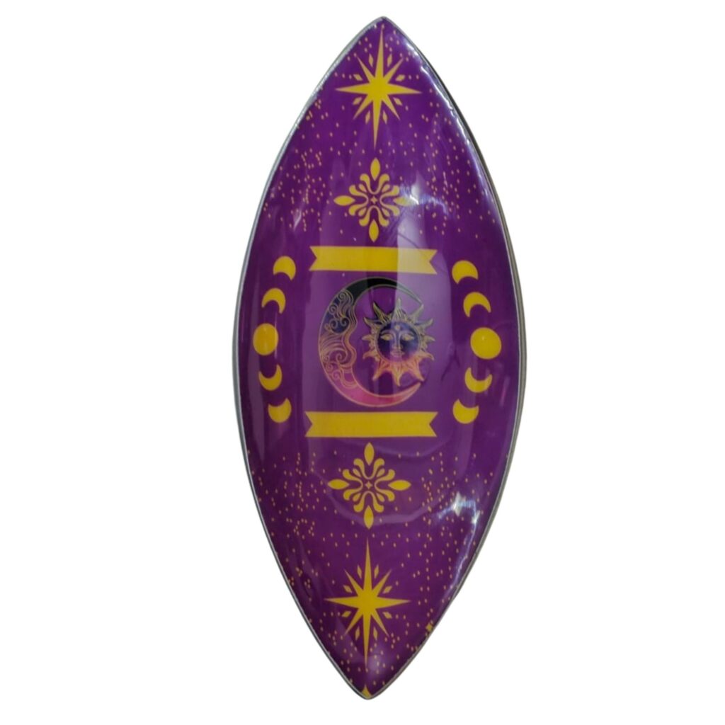Gothic Enamel Incense Bowl – Aluminum – Purple Sun & Moon Phases | holders & Burners | Niffty Witchy Supplies UK in holders & Burners s