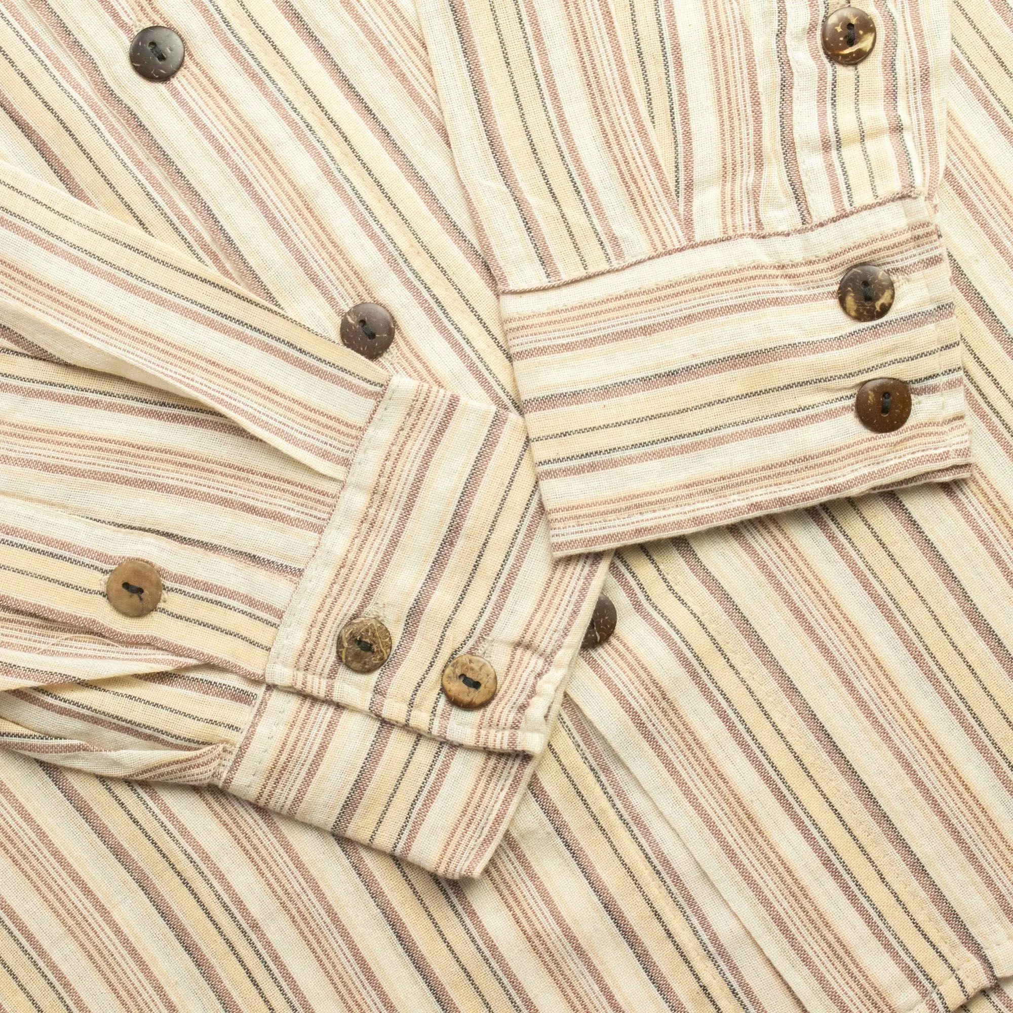 Moonlit Nomad Sari Grandad Shirt – Brown Beige – XL | Tops | Niffty Witchy Supplies UK in Tops style, delicate zodiac witchy spirit from a spellboun