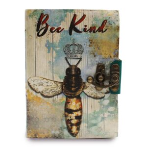Coven-ready Leather “Bee Kind” Deckle-edge Notebook (7×5″) | Grimoires | Niffty Witchy Supplies UK in Grimoires style, opal forest silver