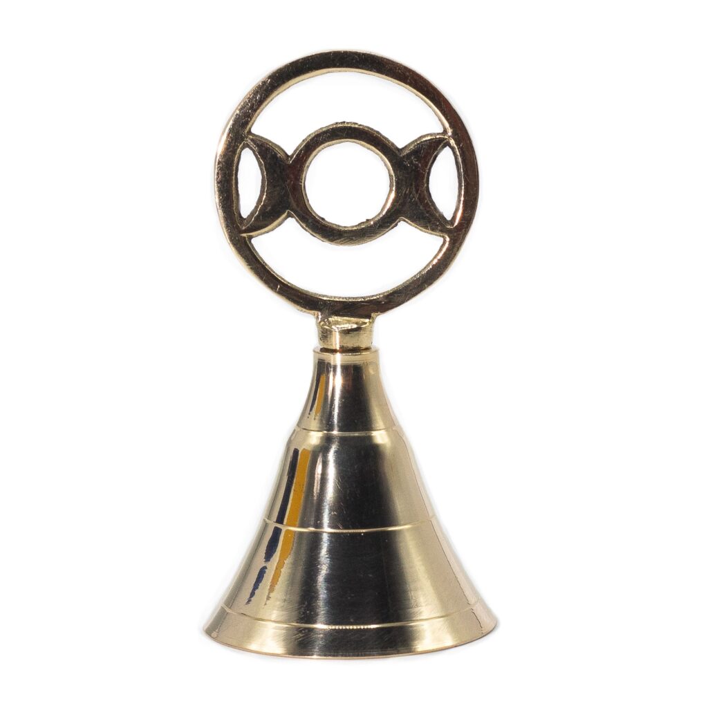 Mystical Altar Brass Bell – Three Moon | Niffty Witchy Supplies UK in Altar & Ritual Tools style, wild garden stormy chaos-magic for modern witches