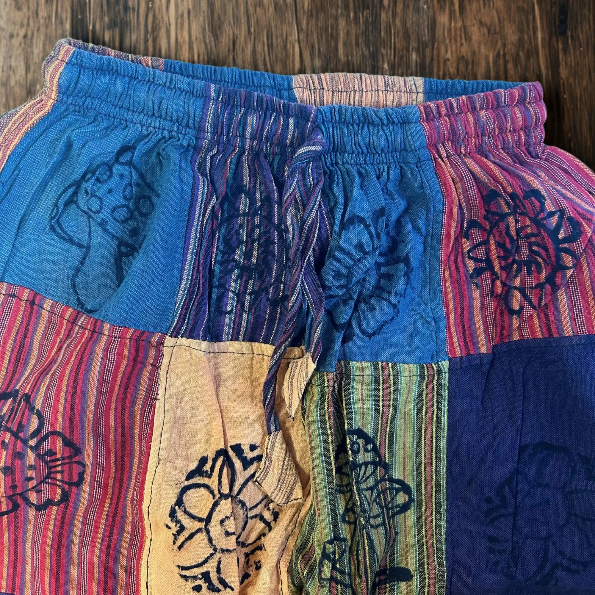 Spellbound Nomad Sari – Mushroom Pants – Block Print Designs – Orange Tones S/M | Bottoms | Niffty Witchy Supplies UK in Bottoms style, glowin