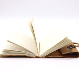 Mystical Oiled Tan Leather & Key – 200 pages – 13x18cm | Grimoires | Niffty Witchy Supplies UK in Grimoires style, ivory glow altar-ready sorcer