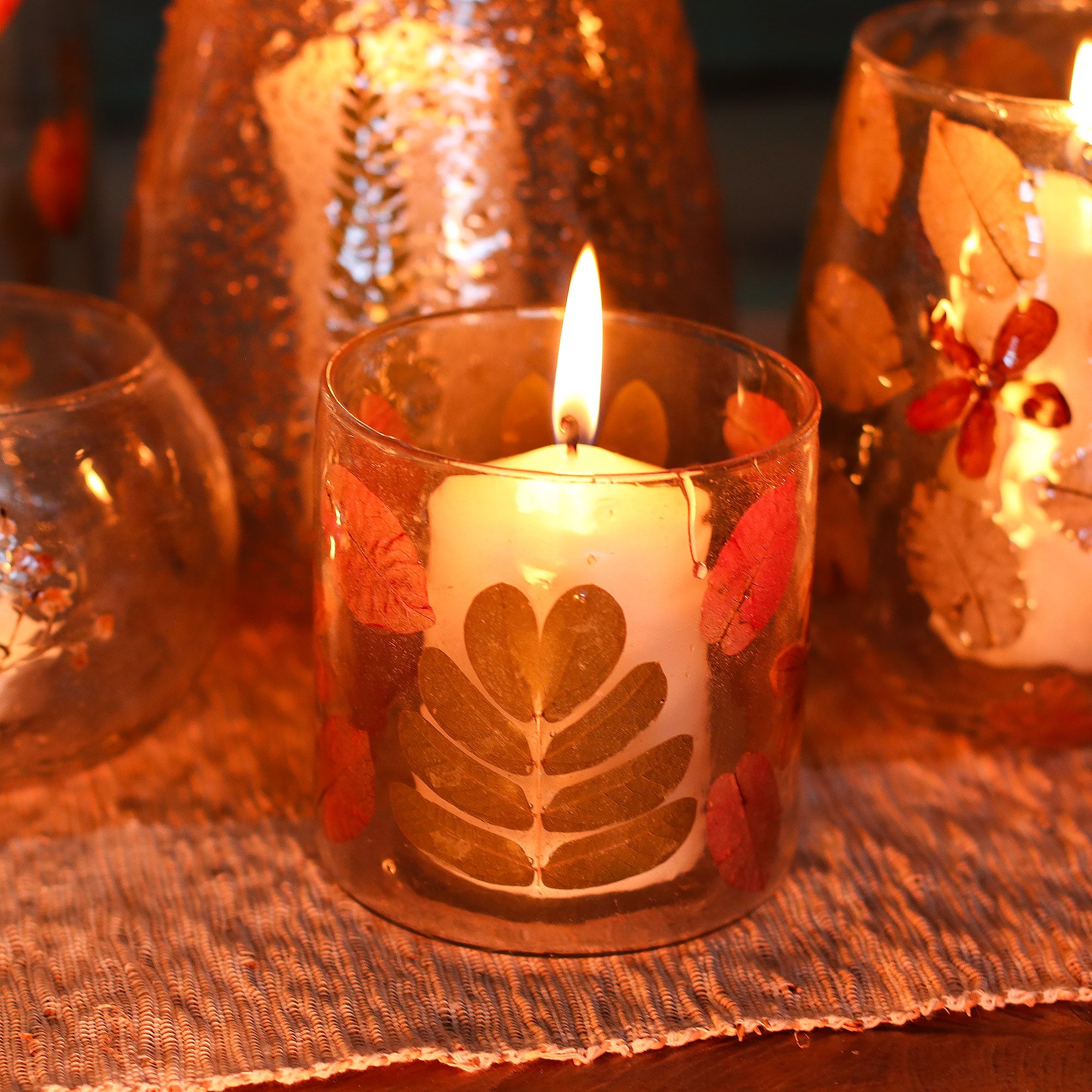 Spellbound Natural Floral Glass – Straight Candle Holder – Primavera – (8x8cm) | Niffty Witchy Supplies UK in holders & Burners style, wil